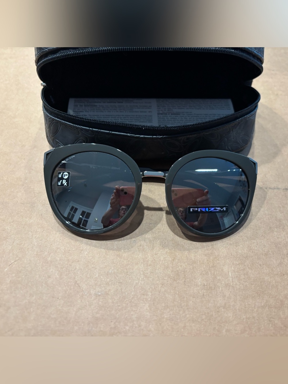 Oakley Top Knots Prizm Round Sunglasses in Black Frame with Dark Lenses